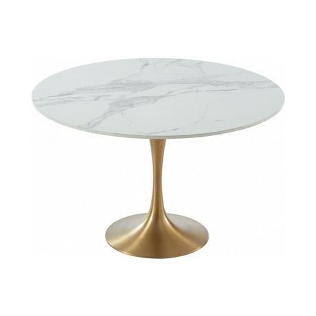 Vente-unique Esstisch rund Marmor Metall Goldfarben NORAH  