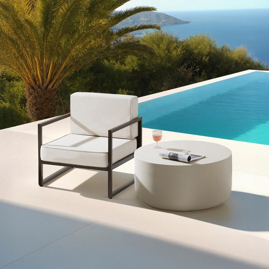 Tectake Fauteuil de jardin COMOSA épaisseur du coussin de l'assise 14 cm  