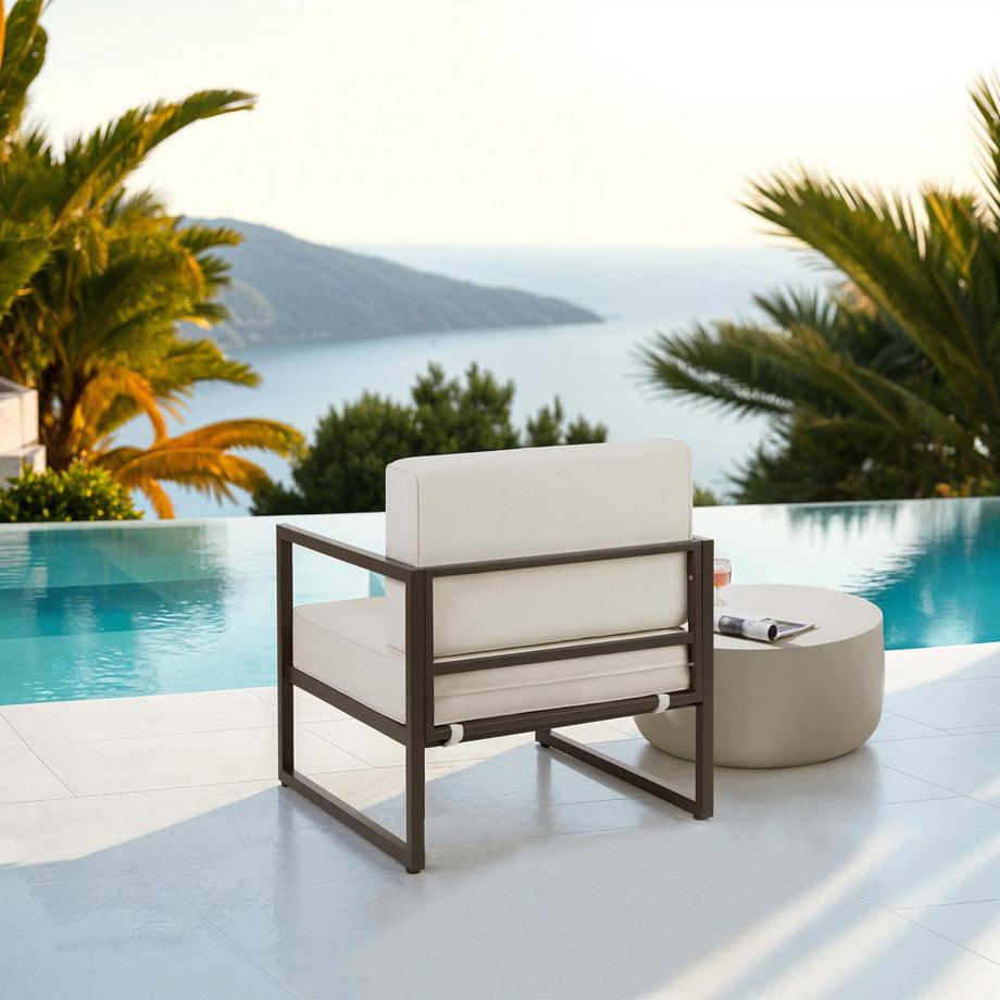 Tectake Fauteuil de jardin COMOSA épaisseur du coussin de l'assise 14 cm  