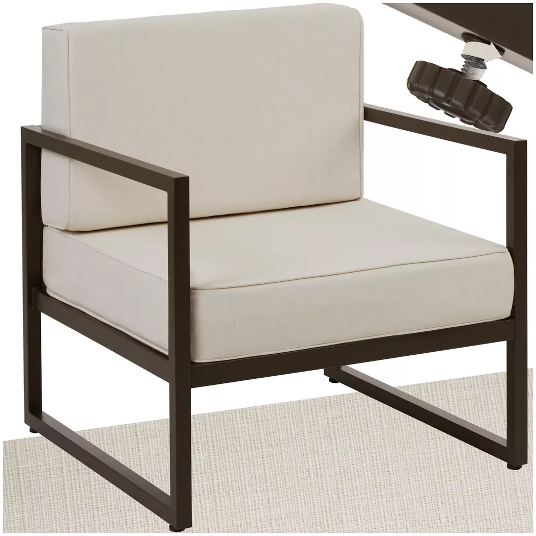 tectake® Garten-Loungesessel, Dicke des Sitzpolsters 14 cm, pulverbeschichtetes Stahlgestell, 74 x 78 x 85 cm