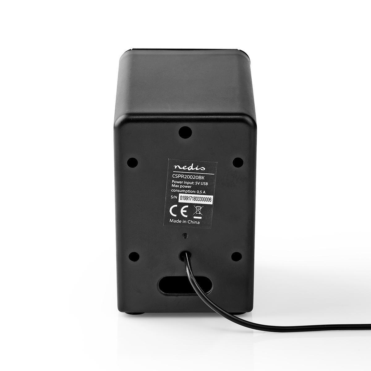 Nedis  Haut-parleurs PC | 2.0 | 18 W | Mâle de 3,5 mm | USB Ström | Contrôle du volume | Sortie de connexion 