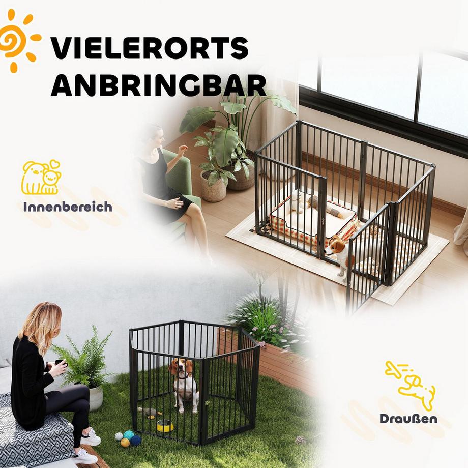 Northio  Puppy Run 76 cm de haut, parc pour chiots 6 pièces avec porte, parc pour chien d'extérieur pour chiens de petite à moyenne taille, lapins, cochons d'Inde, acier, noir 