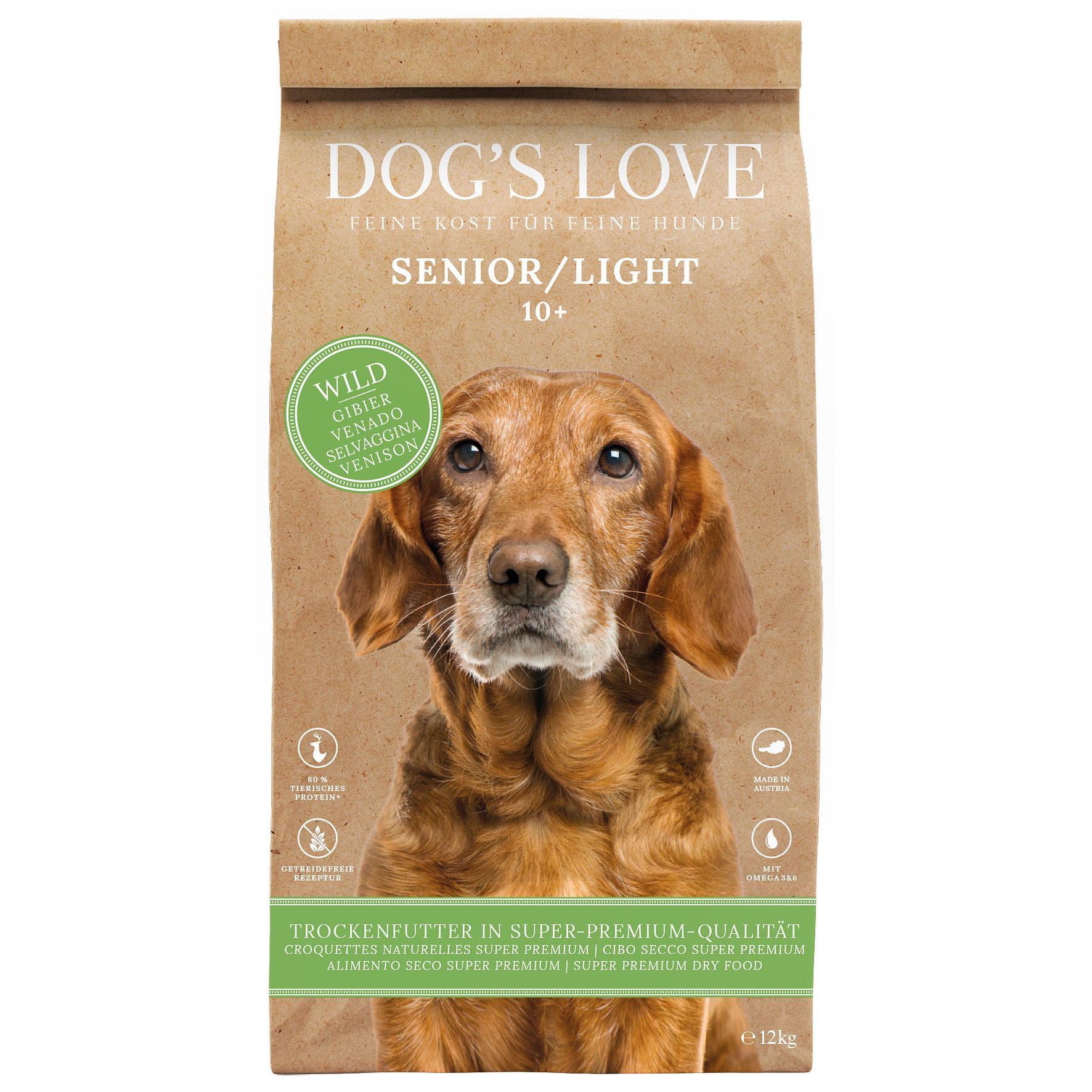 Dog's Love  Senior Light, gibier & patate douce & épinard, 12kg 