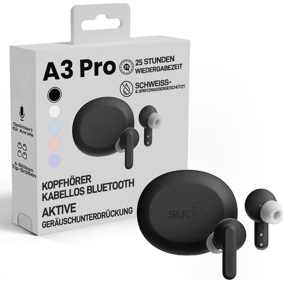 SUDIO  SUDIO-Kopfhörer A3 Pro Schwarz In-Ear True Wireless 