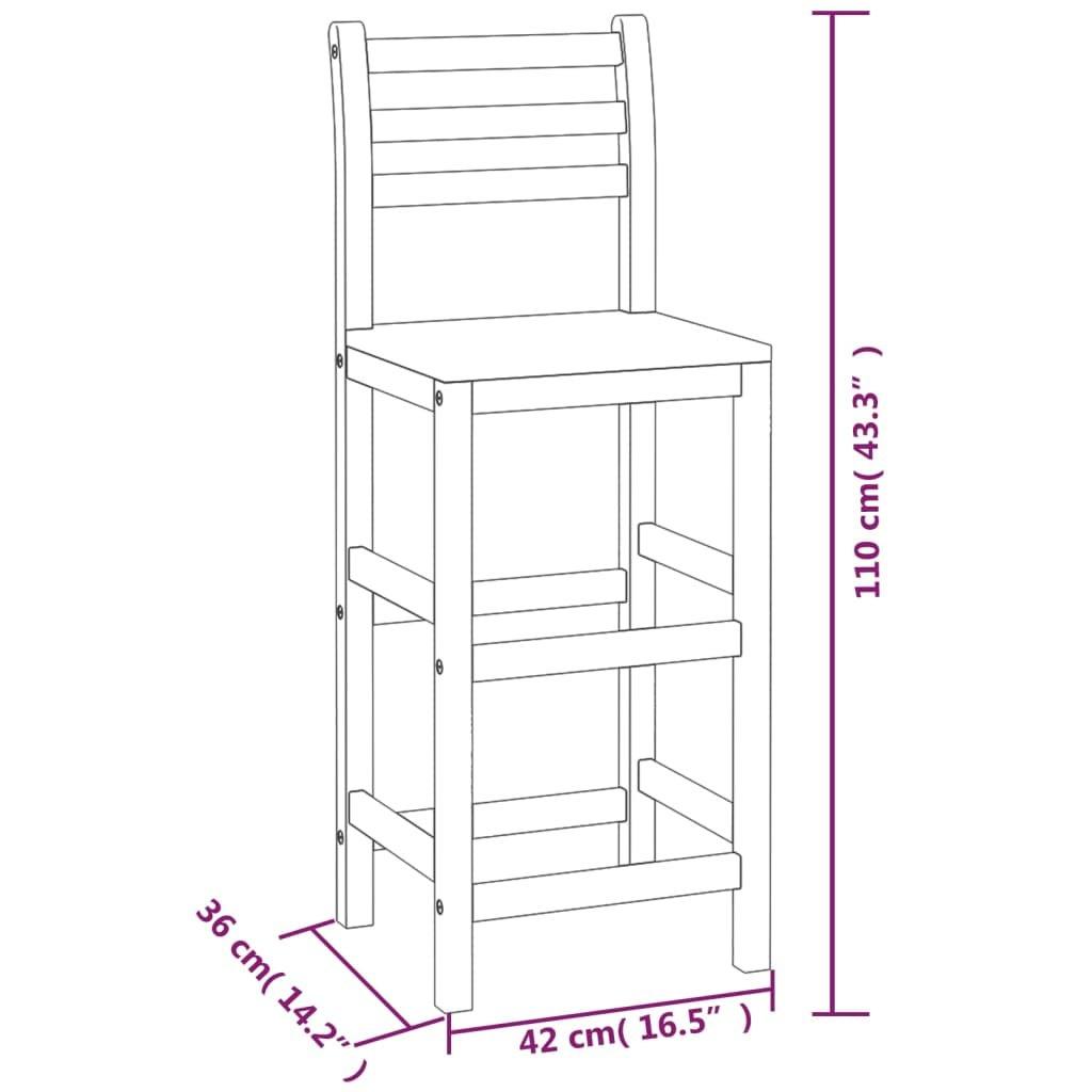 VidaXL Tabouret de bar bois d'acacia  