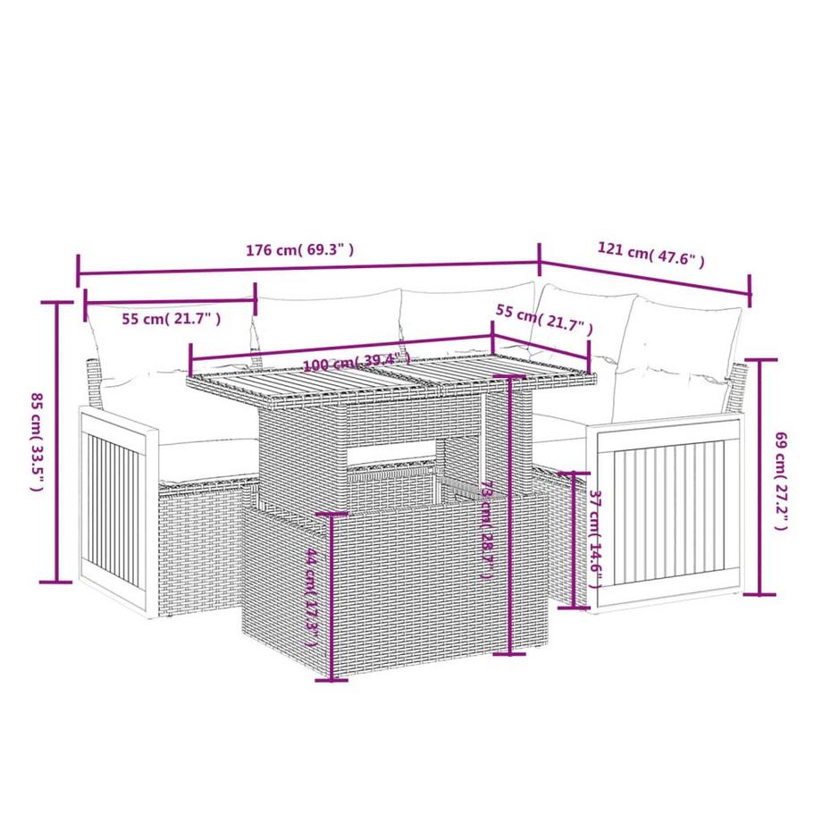 VidaXL Ensemble de canapés de jardin rotin synthétique  