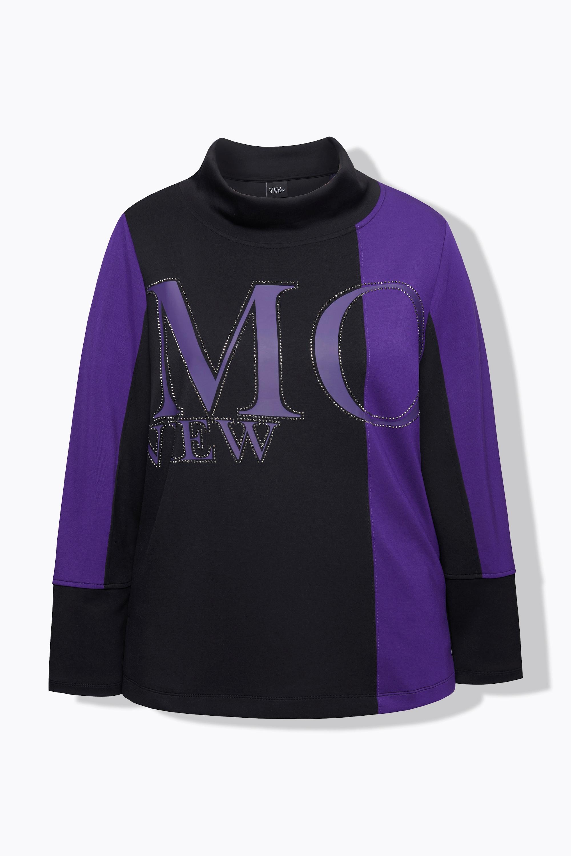 Ulla Popken Sweat-shirt Lettrage en Strass Col Montant Manches Longues  