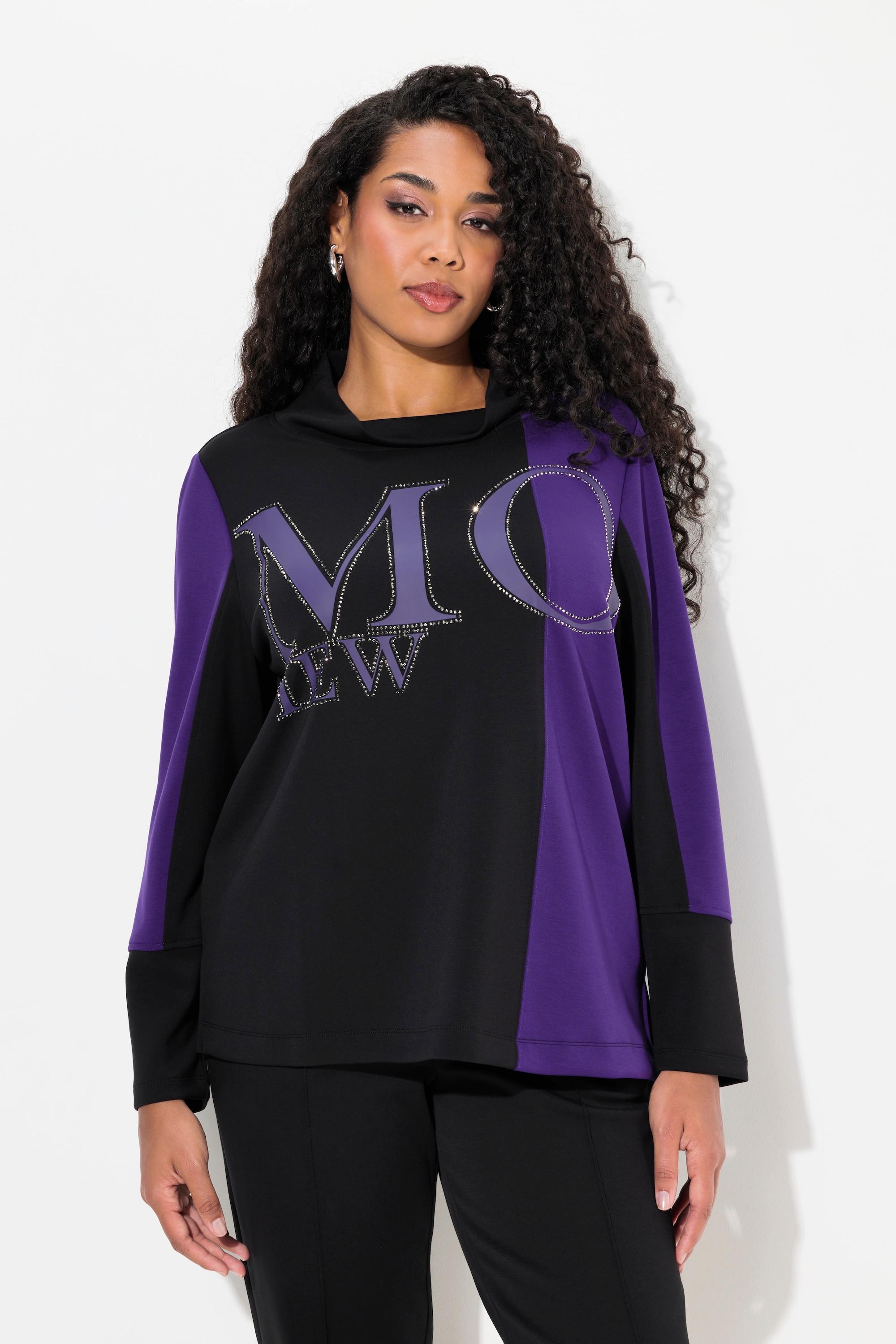 Ulla Popken Sweat-shirt Lettrage en Strass Col Montant Manches Longues  