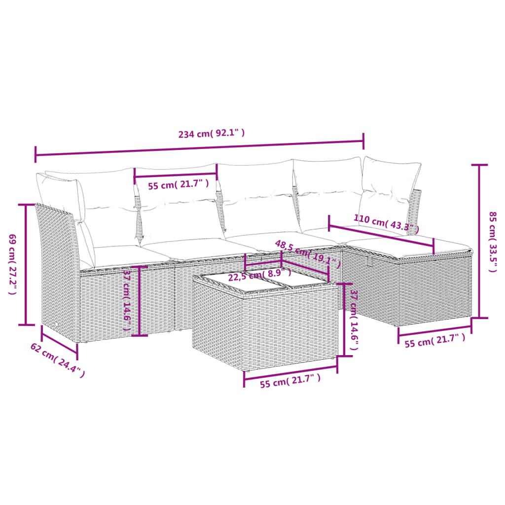 VidaXL set divano da giardino Polirattan  