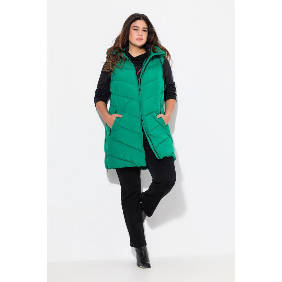 Ulla Popken Long Steppweste Wasserabweisend mit 2-Wege-Zipper  