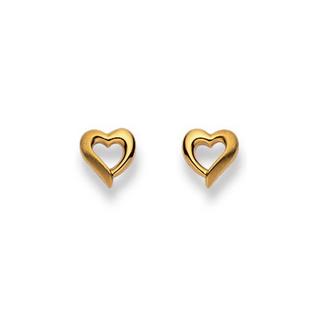 MUAU Schmuck  Clous d'oreilles coeur or jaune 750, 7mm 