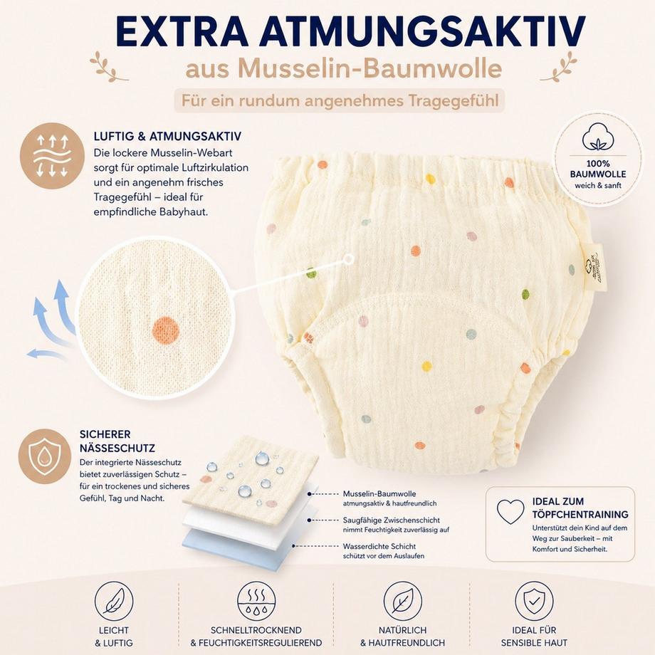 Misiu  Musselin Töpfchen Lernhöschen 