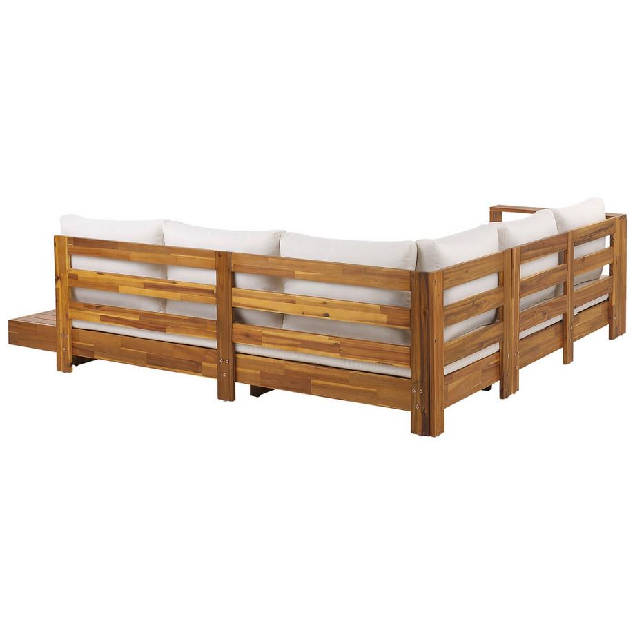 Beliani Canapé d'angle droit avec table en Bois d'acacia certifié FSC® Rustique MARETTIMO  