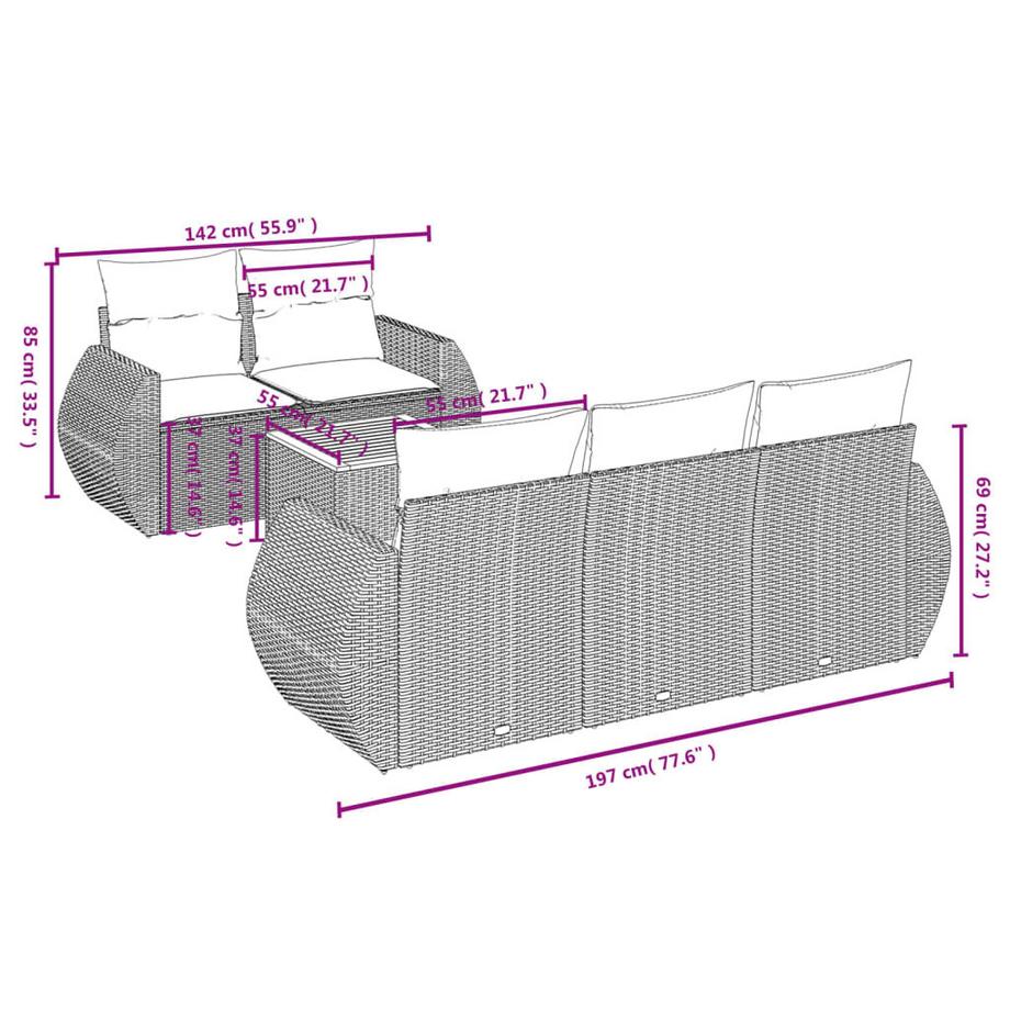 VidaXL Ensemble de canapés de jardin rotin synthétique  