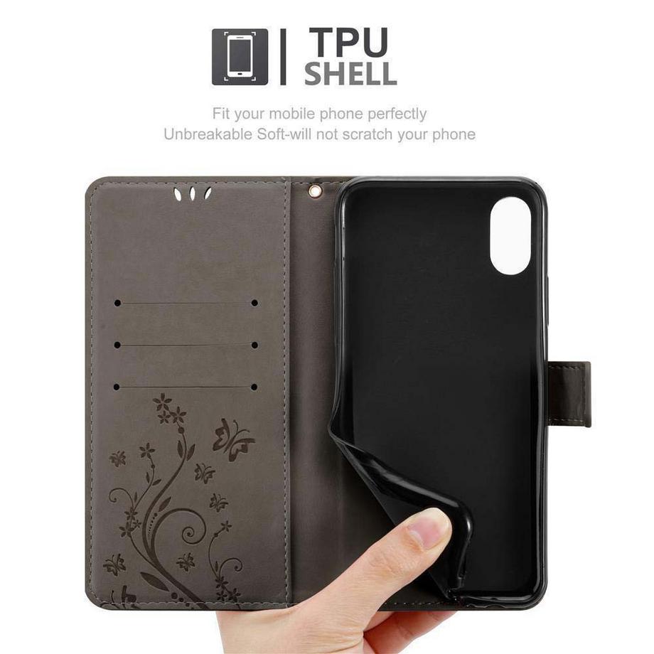 Cadorabo  Hülle für Apple iPhone X / XS Blumen Design Magnetverschluss 