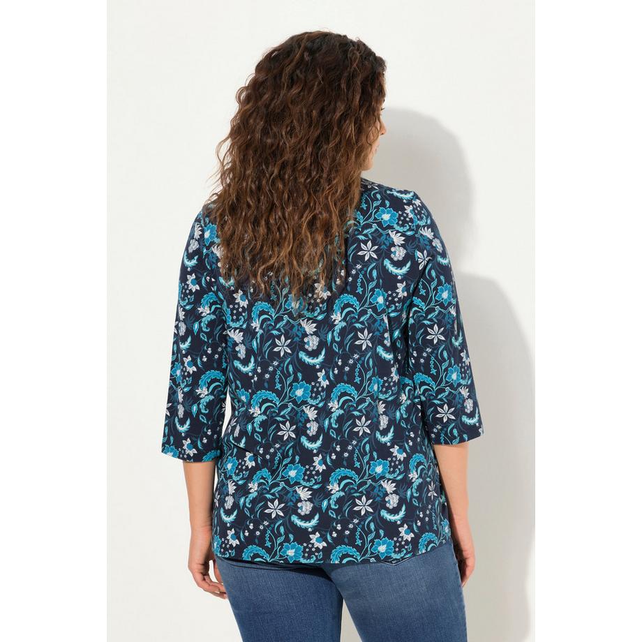 Ulla Popken Biesen A-Linie Rundhals 3/4-Arm Shirt  