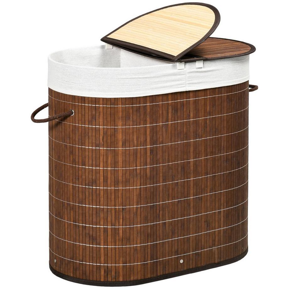 Panier à linge, 100 L, boîte à linge, panier à linge avec couvercle, poignée, 2 sacs à linge, trieur de linge, collecteur de panier à linge pour salle de bain, bambou