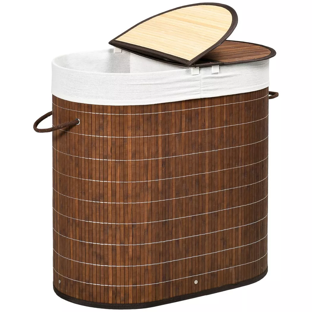 Northio - Cesto per la biancheria, 100 l, contenitore per la biancheria, cesto per la biancheria con coperchio, maniglia, 2 sacchi per la biancheria, raccoglitore per la biancheria, raccoglitore di cesti per la biancheria per il bagno, bambù
