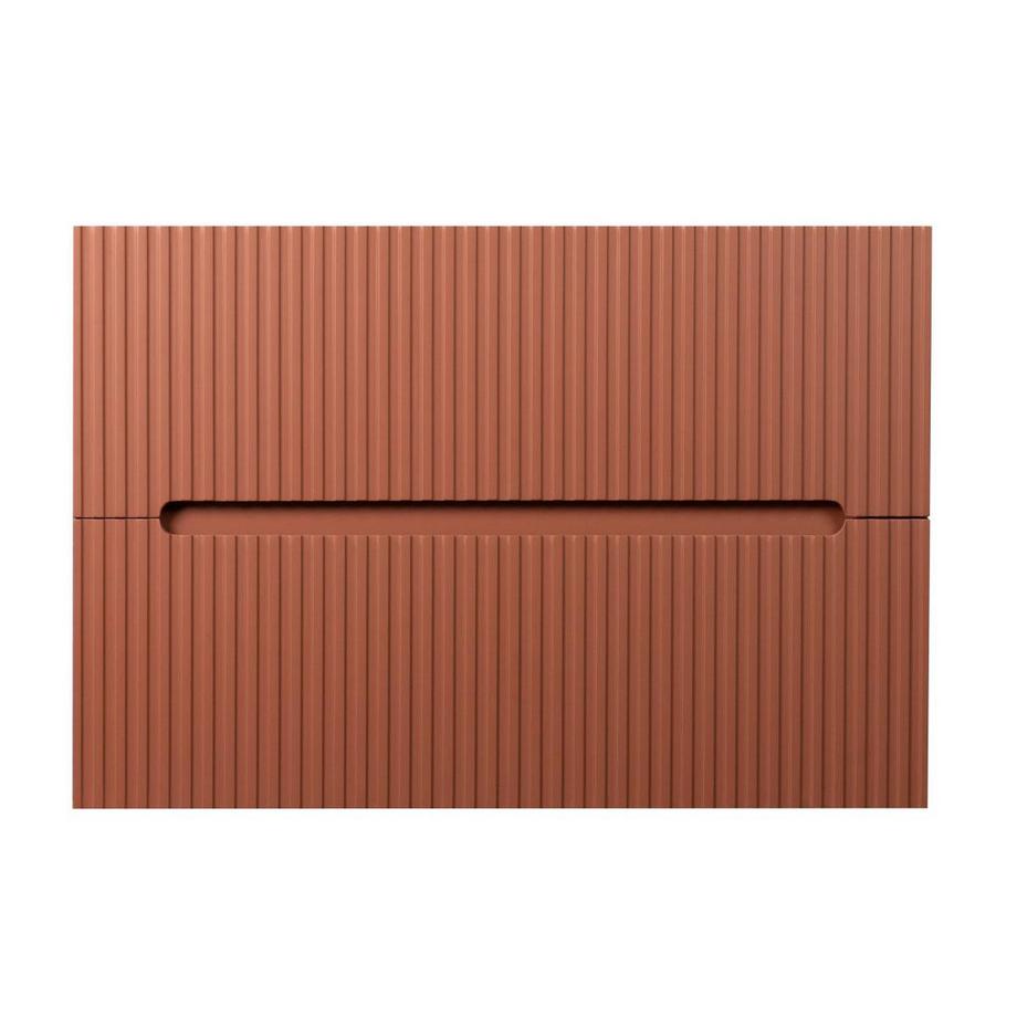 Vente-unique Meuble sous vasque suspendu strié terracotta - 80 cm - PAVANI  
