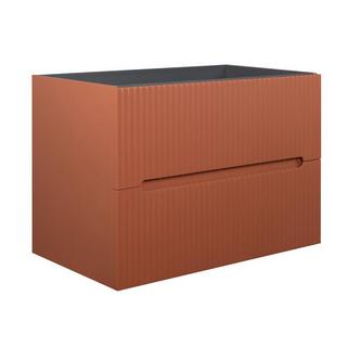 Vente-unique Meuble sous vasque suspendu strié terracotta - 80 cm - PAVANI  