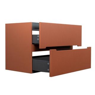 Vente-unique Meuble sous vasque suspendu strié terracotta - 80 cm - PAVANI  