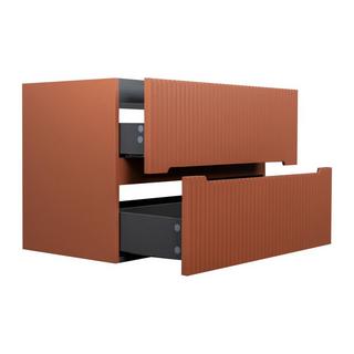 Vente-unique Mobile sotto lavabo sospeso scanalato 80 cm Terracotta - PAVANI  