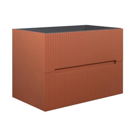 Vente-unique Mobile sotto lavabo sospeso scanalato 80 cm Terracotta - PAVANI  