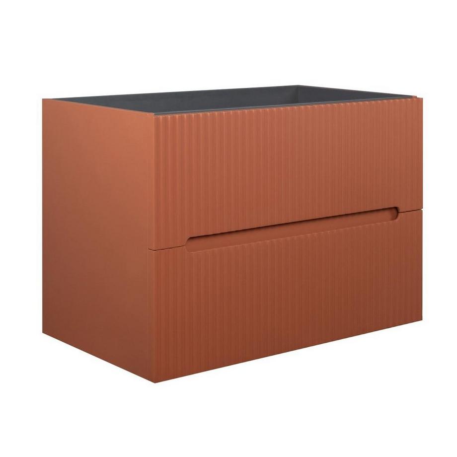 Mobile sotto lavabo sospeso scanalato 80 cm Terracotta - PAVANI
