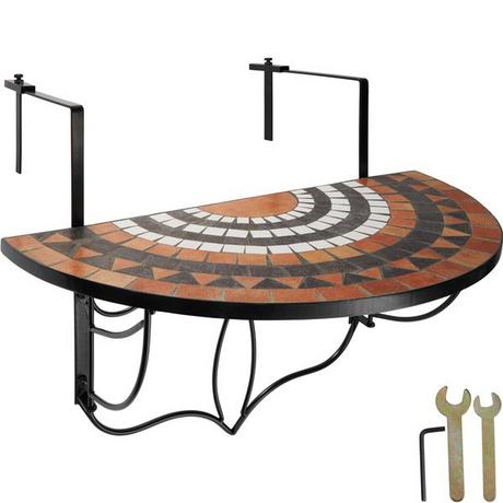 Tectake Table de balcon rabattable 75 x 65 x 62 cm  