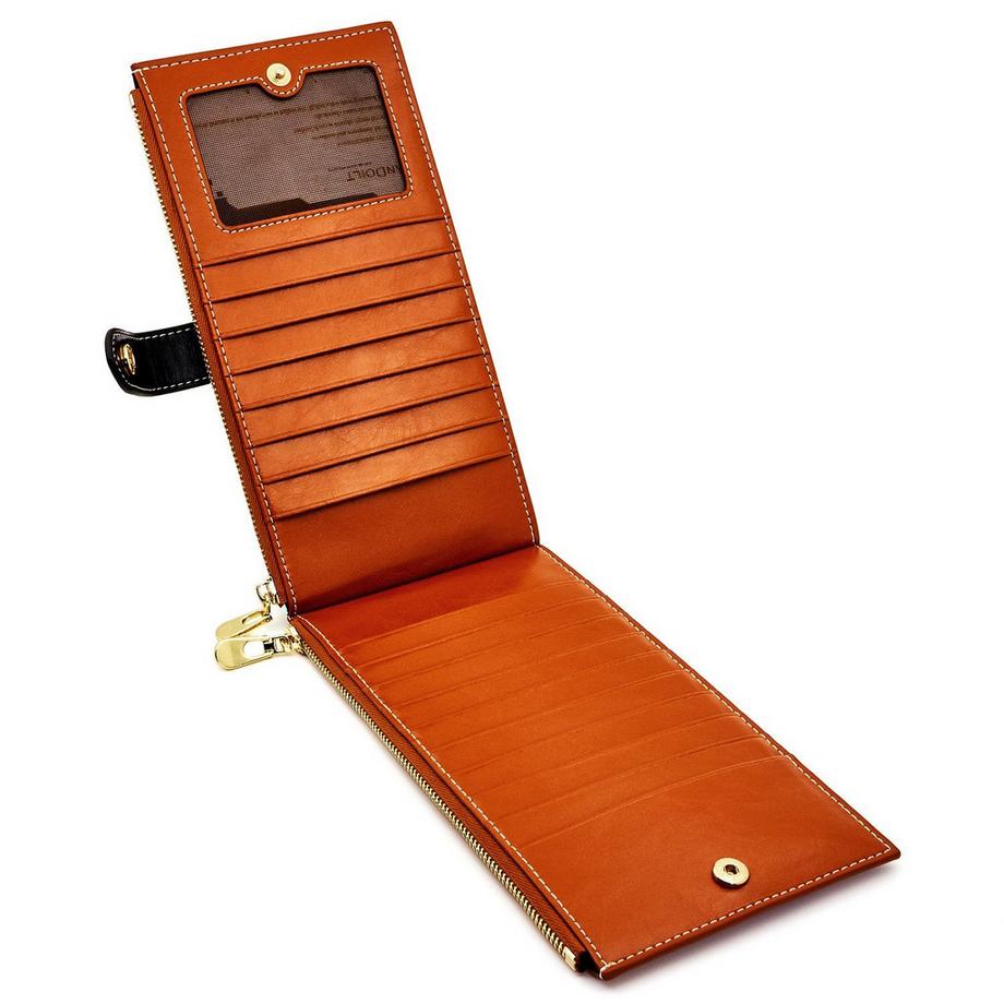 Only-bags.store Echtes Leder RFID Blockierung Kreditkartenhalter Reissverschluss Brieftasche  