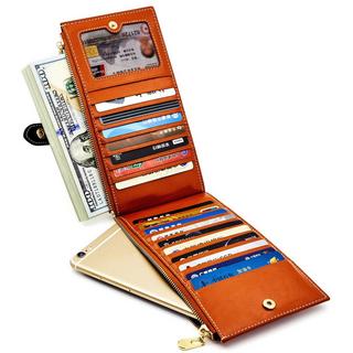 Only-bags.store Echtes Leder RFID Blockierung Kreditkartenhalter Reissverschluss Brieftasche  