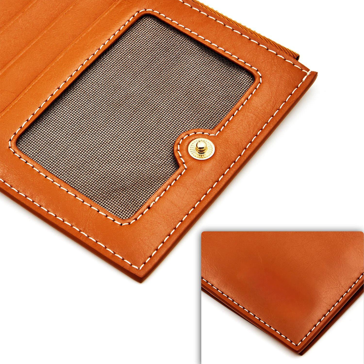 Only-bags.store Echtes Leder RFID Blockierung Kreditkartenhalter Reissverschluss Brieftasche  