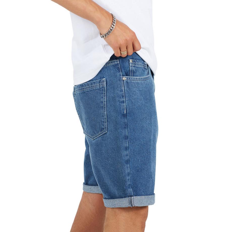 Brave Soul Shorts en Denim Lavé avec Ourlet Replié  
