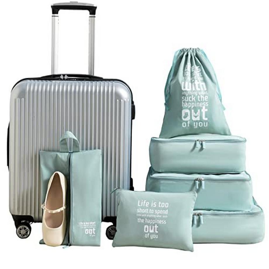 Only-bags.store  Packwürfel 6er Set Kleidersäcke, Kofferorganisator für Urlaub und Reise, Packwürfel, Organisationssystem (Fruchtgrün) 