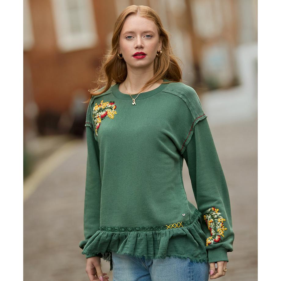 Joe Browns Sweat-shirt à ourlet tissé brodé de fleurs  