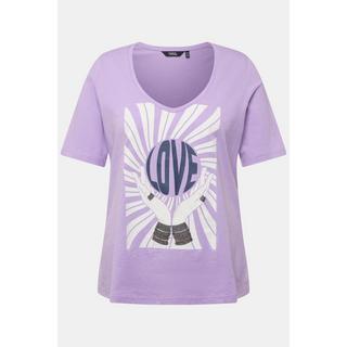 Ulla Popken  T-shirt classica con paillettes, scollo a V e mezze maniche 