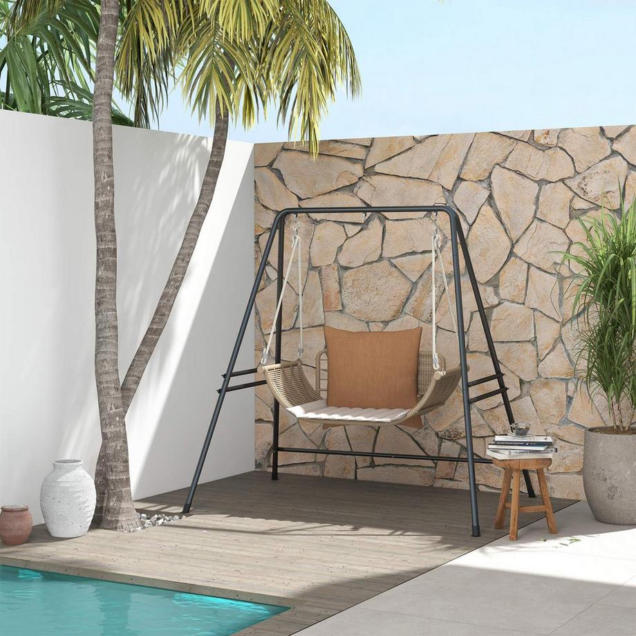 Northio Hängestuhlgestell Hängesesselgestell Aus Stahl Ständer Für Hängestuhl Max. 150 Kg Belastbar Für Indoor Outdoor Schwarz 178 X 143 X 180 Cm  