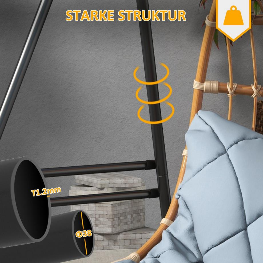 Northio Hängestuhlgestell Hängesesselgestell Aus Stahl Ständer Für Hängestuhl Max. 150 Kg Belastbar Für Indoor Outdoor Schwarz 178 X 143 X 180 Cm  