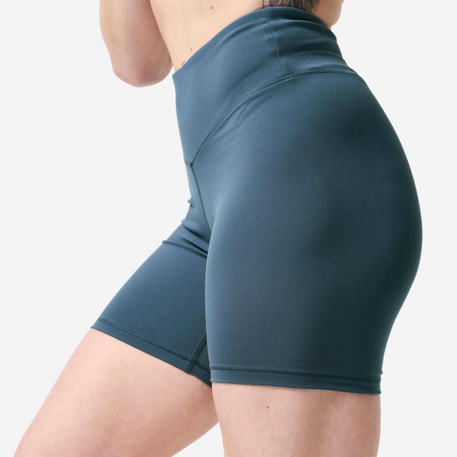 DOMYOS  Short de musculation froncé femme, bleu 