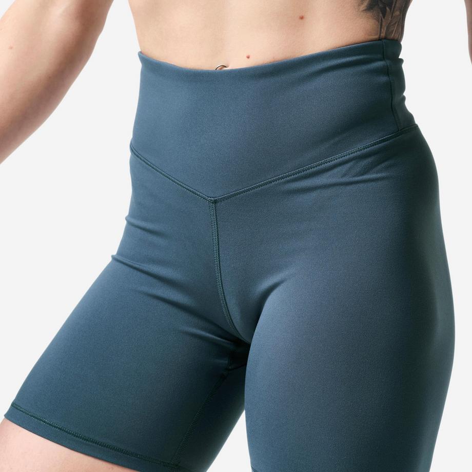 DOMYOS  Short de musculation froncé femme, bleu 
