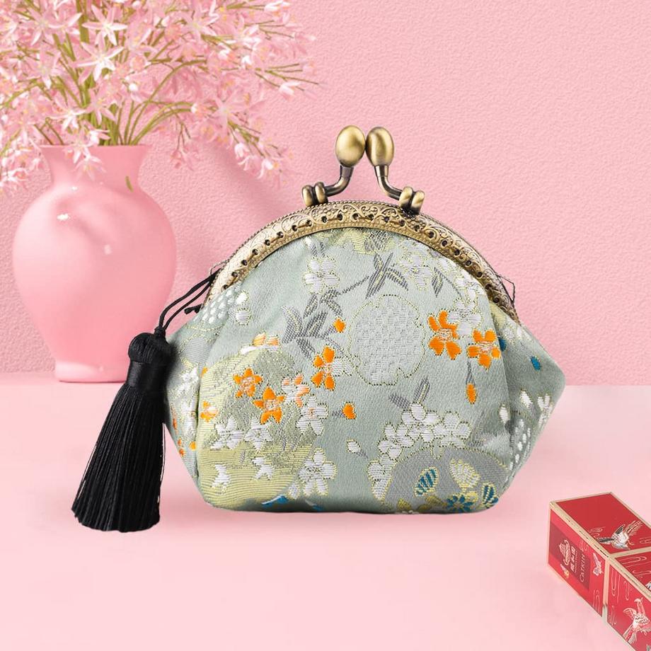 Only-bags.store Portamonete floreale con chiusura a clip  