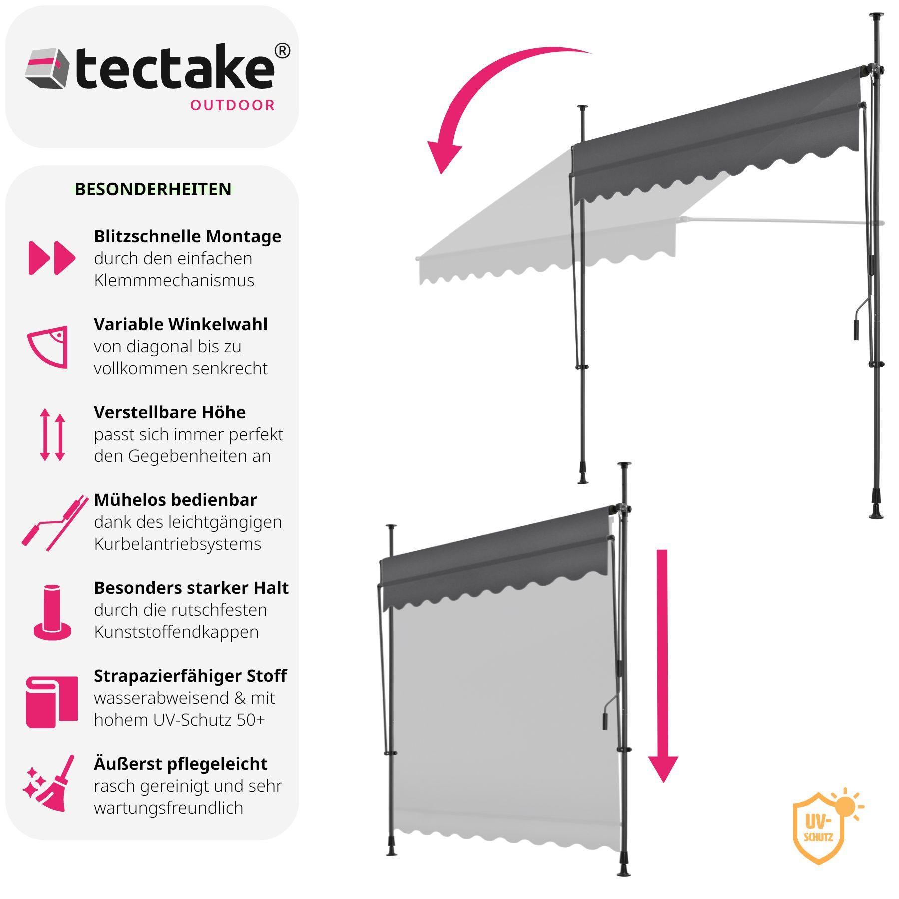 Tectake Store à pince sans perçage avec manivelle, réglable en hauteur  