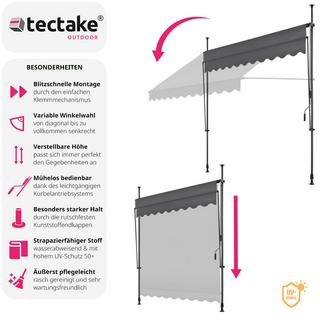 Tectake Store à pince sans perçage avec manivelle, réglable en hauteur  