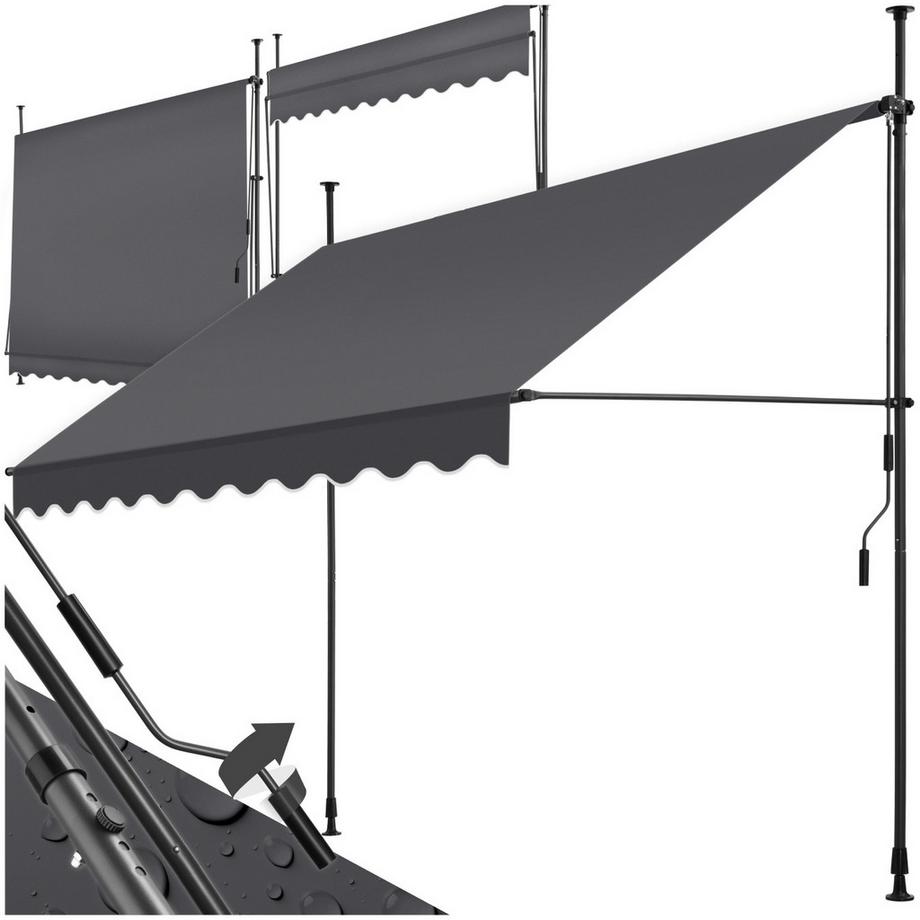 Tectake Klemmmarkise  mit Handkurbel UV-beständig  