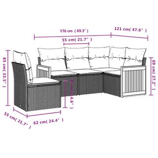 VidaXL Ensemble de canapés de jardin rotin synthétique  