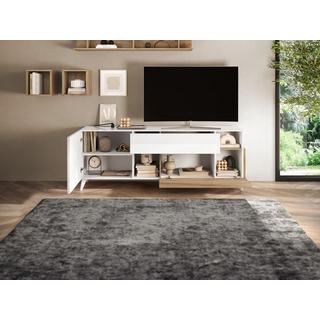 Vente-unique TV-Möbel mit 2 Türen , 1 Schublade & 2 Ablagefächern - 181 cm - Weiß lackiert & Holzfarben - DONALA  