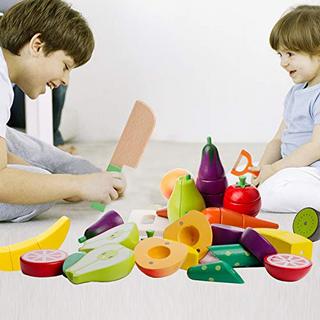 Activity-board  Hölzernes Küche Kinder Spielzeug, Schneiden Sie Obst und Gemüse Magnetspielzeug, Kochen 