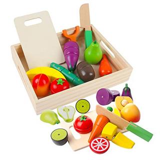 Activity-board  Hölzernes Küche Kinder Spielzeug, Schneiden Sie Obst und Gemüse Magnetspielzeug, Kochen 