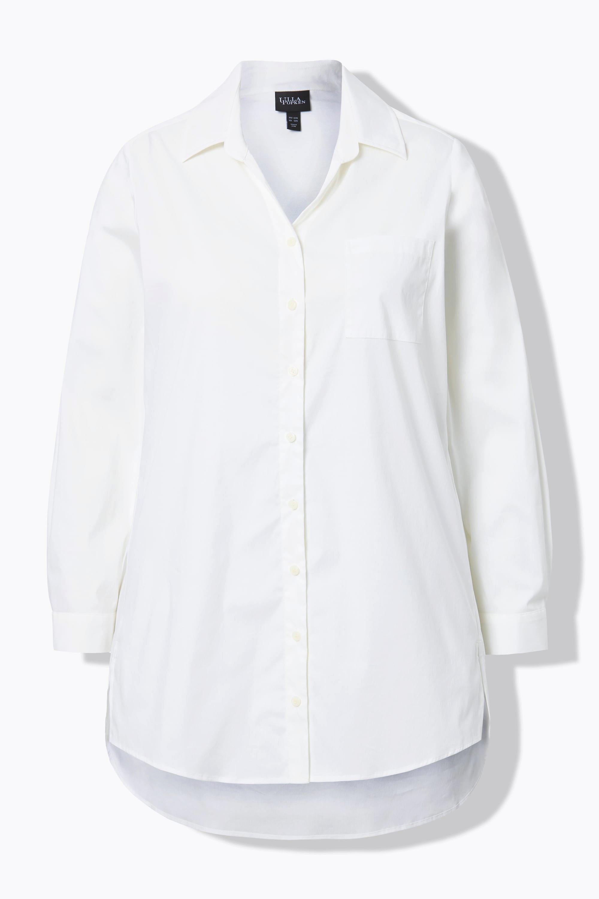 Ulla Popken Camicia Lunga Nastri Decorativi Collo Camicia Scollo a V Manica Lunga  