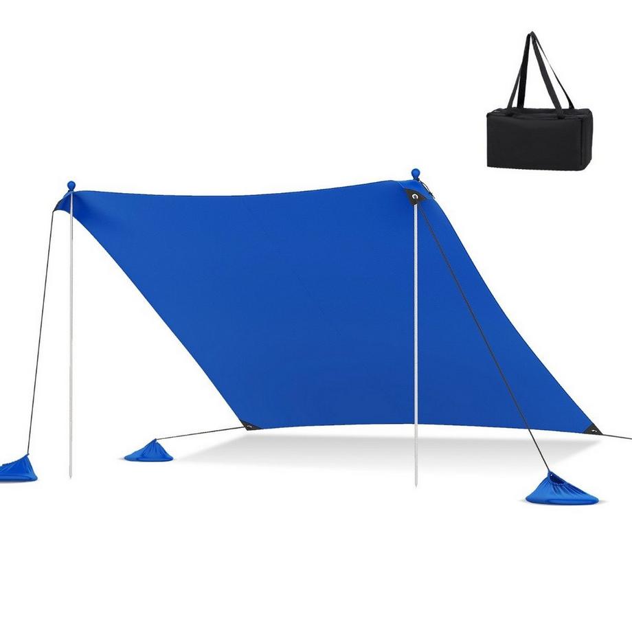 Northio  Strandzelt 300 x 300 cm UPF 50+ Sonnenzelt mit Sandankern Sandsäcken und 2 Stützstangen Dunkelblau 